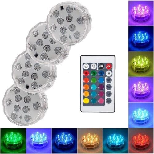 2021 10 Led Submersible Light Remote Control RGB 16 Colors for Outdoor Pond Fountain Vase Garden Swimming Underwater Pool Lamp