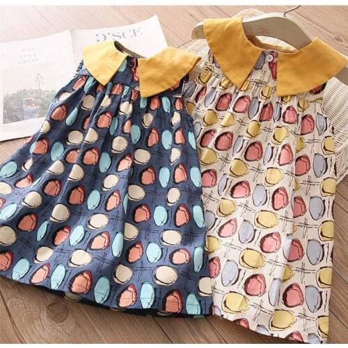 2021 Summer Girls Dresses Children Clothes Baby Girls Plaid Dress Kids Printing Dress Baby Girls Dress Girls Outwear M14