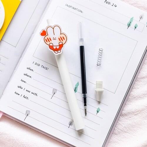 5pcs Daily Life Of Cute Kittens Gel Pen Durable Push Type 0.5mm Black Ink Roller Ball Pens Stationery Office School Supply H6716