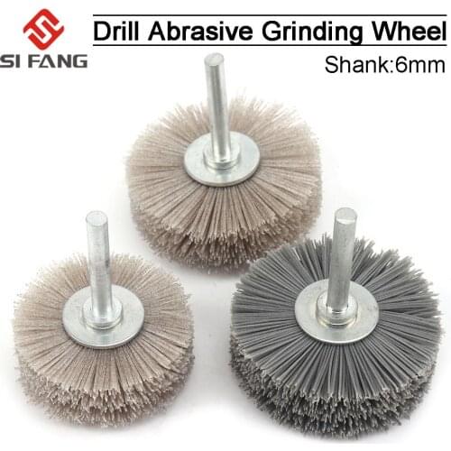 60mm Drill Abrasive Wire Grinding Wheel Nylon Bristle Polishing Brush for Wood Furniture Mahogany Finish 1/2/3PCS
