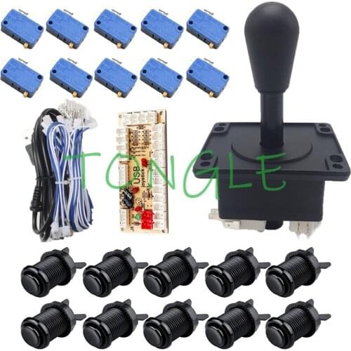 DIY Arcade Buttons and Joystick for Raspberry Pi,HAPP Style Arcade Controller Kit Including Zero Delay USB Encoder Board