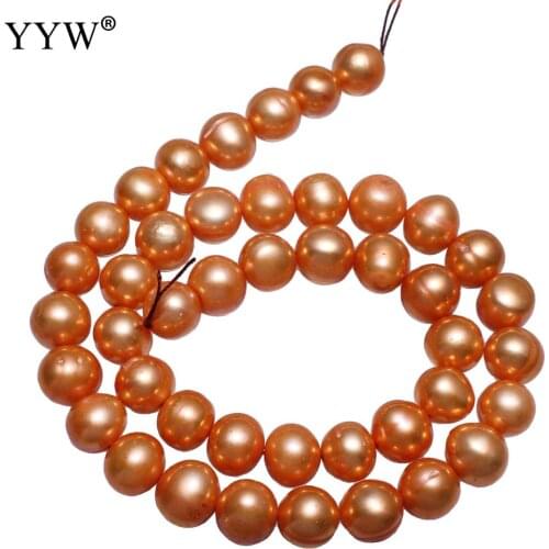 Cultured Potato Freshwater Pearl Beads For Necklace Making Womens Fashion Jewelry Gift 9-10mm Orange Natural Bulk Pearls Beads