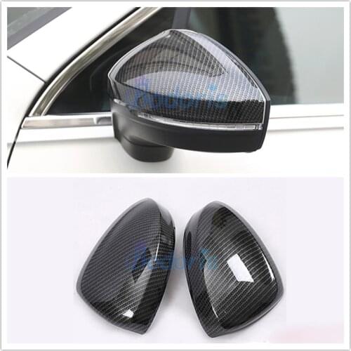 For Volkswagen VW Tiguan L 2017 2018 Carbon Fiber Color Rearview Mirror Cover Side Wing Cap Shell Case Trims Car Accessories