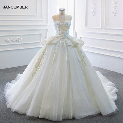 RSM66707 Elegant And Atmospheric Frilly Applique Print Pattern Design Wedding Dress 2021 Tube Top Halter Dress