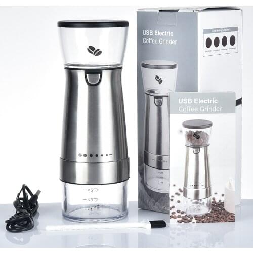 USB Electric Coffee Grinder Stainless Steel Adjustable Professional Coffee Bean Mill Machine Kitchen Tools With Brush