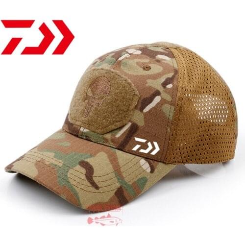 DAIWA Fishing Hat Mens Outdoor Sun Protection Sunshade Fishing Hat Camouflage Sports Quick-drying Hiking Hat Baseball Net Cap