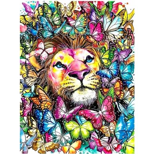 Colorful Butterfly Lion Diamond Painting Cartoon Round Full Drill Animal Nouveaute DIY Mosaic Embroidery 5D Cross Stitch Gifts