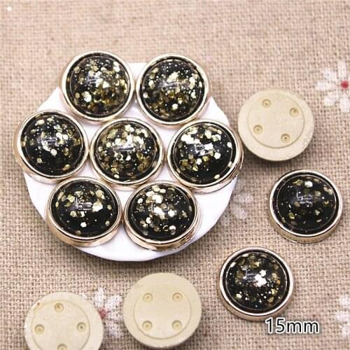 20pcs 15mm shiny Black round Buttons Home Garden Crafts Cabochon Scrapbooking DIY Accessories