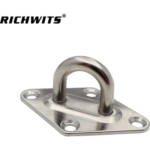 Ceiling Wall Mount Hook Heavy Duty Anchor Diamond Pad Eye Plate 5mm 6mm 8mm 304 Stainless Steel Great for Yoga Swings Hammocks