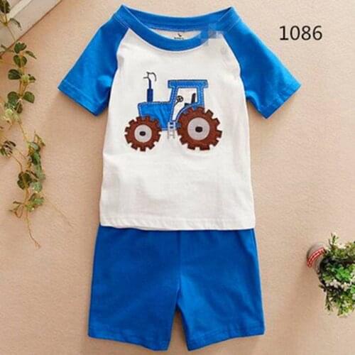 Summer Children Cartoon Pyjamas Clothing Sets Boys Girls Short Sleeve T-Shirt+Pants Suit Baby Kids Sleepwear Pajamas Set S013