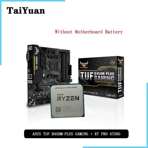 AMD Ryzen 7 4750G R7 4750G CPU + ASUS TUF B450M PLUS GAMING Motherboard Suit Socket AM4 All new but without cooler