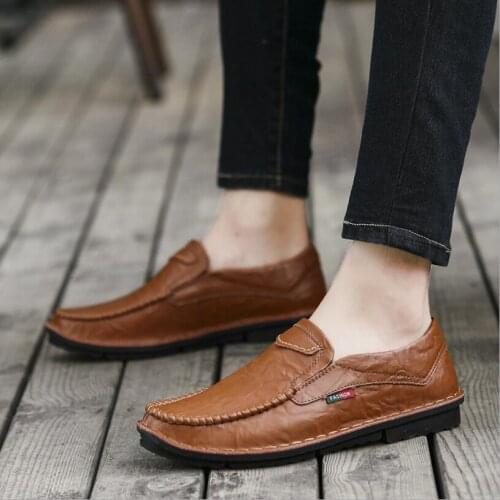 CS681 Fashion Leather Men Shoes Casual Flat Men Shoes Breathable Loafers Men Genuine Leather Moccasins zapatos de hombre