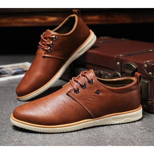 New Men Shoes Leather PU Leather Shoes Men Comfortable Low-top British Casual Single Shoes Leather Shoes Formal Shoe