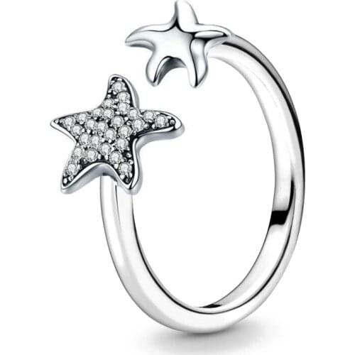 New 925 Sterling Silver Dazzling white zirconia starfish Ring Variable size, universal size. Fashion womens boutique rings Jewe
