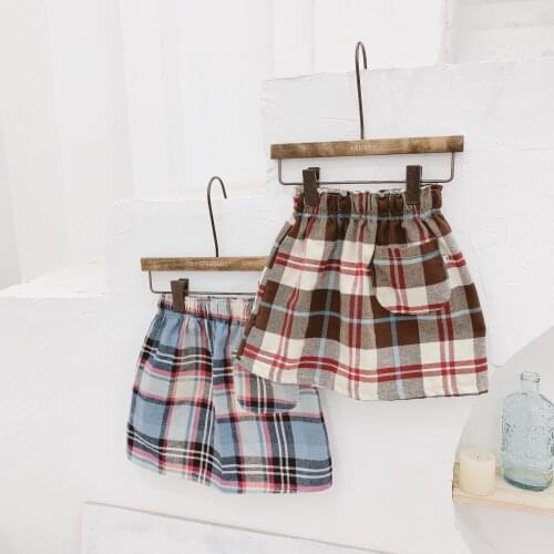 New Arrival Autumn Skirts for Girls Fashion Korean Plaid Elastic Waist Toddler Girls Pettiskirt Casual Baby Skirt 1 2 3 4 5 Y