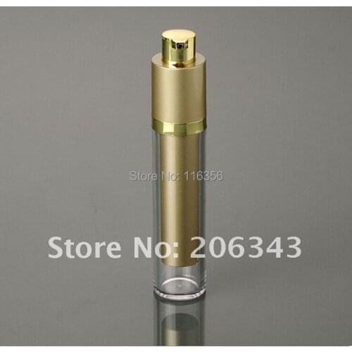 NEW ARRIVAL gold 15ML acrylic rotating press press pump bottle/plastic lotion bottle for Cosmetic Packaging
