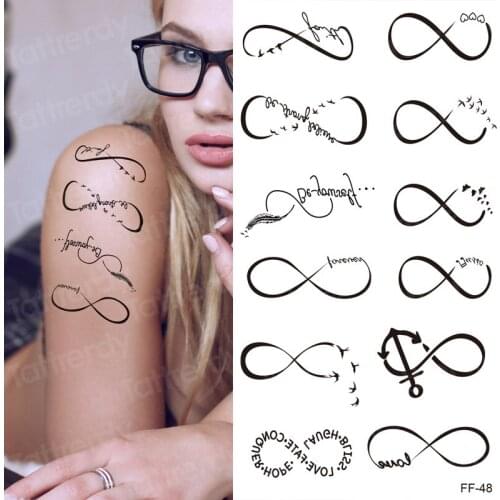 New Fake tattoo Stickers Body Art Waterproof Tattoos letters Feather note anchor number 8 Removable Temporary Tattoo Skin Beauty