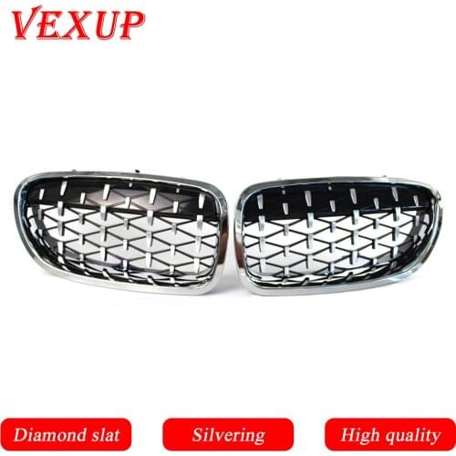 A Pair 5 Series Diamond Silver Slat M5 Style Front Kidney Grille Grill For BMW F10 F18 520i 523i 525i 530i 535i 2011