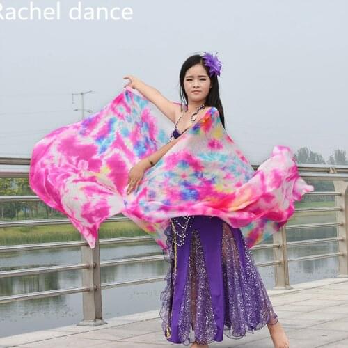 2017 Design 100% Real Cheap Gradient Color Belly Dance Veils Hand Throw Scarf Shawl Belly Dancer Accessory Adult Multi Color