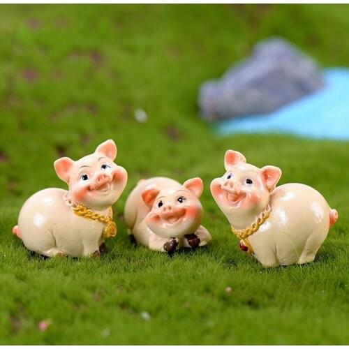 Hiphop Punk Golden Pig Animal Model Figurine Ornament Statue Craft Decor Miniature Home Fairy Garden Decoration DIY Accessories