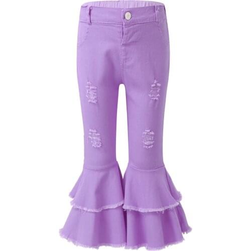 Spring Baby Girl Jeans Pants Girl Casual Elastic Soft Leggings Kids Fall Trousers Childrens Layered Flared Pants Girls Children
