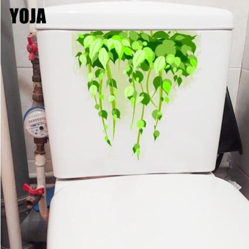 YOJA 22.6X22.6CM Hanging Vine Green Plant WC Toilet Seat Stickers Fashion Home Wall Decor T1-1448