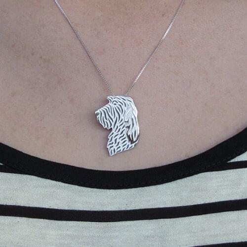 Spinone Italiano proflile pendant necklace women gold silver plated Simple abstract animal jewelry