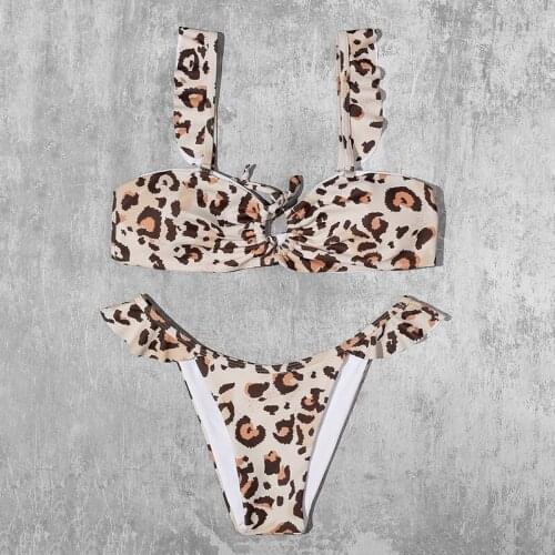 ZTVitality Leopard Bikinis Sexy Bikini 2021 New Arrival Padded Bra Ruffles Swimsuit Low Waist Swimwear Women Brazilian Biquini