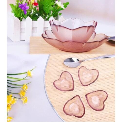1PC Creative Flower Glass Bowl Pink Transparent Dish Cherry Blossom Bowl Yogurt Fruit Dessert Salad Bowl Tableware Decor OK 0837
