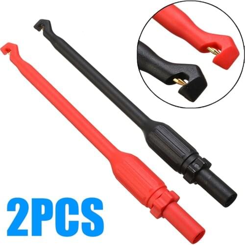 2pcs/set New 4mm Automotive Test Lead Kit Power Probe Wire Piercing Clip Puncture Black & Red Cable Feeler 160*16mm