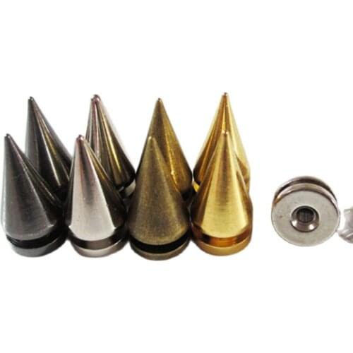 20mm Brass Painted Spike Bracelet Garment Rivet Studs With Screw For Bag Hat Shoe Leather Craft Collar Chocker DIY Accessories