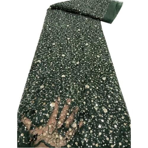 African Sequins Lace Fabric 2021 High Quality Lace French Nigerian Embroidered Lace Fabric For Women Wedding Party ZX-225