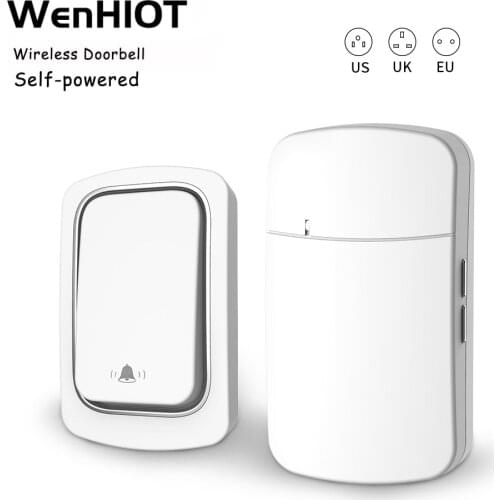 WENHIOT Wireless Doorbell Waterproof Self-powered Smart Door Bell No Battery Required Home Ring Dong Welcome Door Chimes