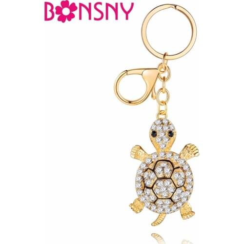 Bonsny Ocean Collection Animal Enamel Sea Turtle Key Chain Women Keyrings Gift For Girl HandBag Keychain Car key Charms Jewelry