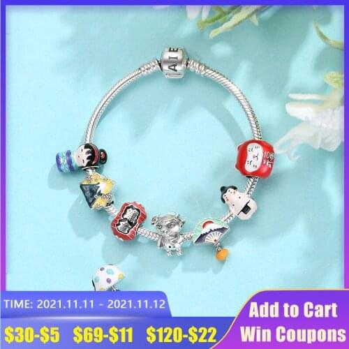 Hot New 925 Silver Japanese Traditional Culture Beautiful Charms Beads for DIY Women Bracelet Making Original Jewelry 2021