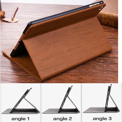 For iPad air 1 Air 2 Case for iPad 2017 2018 9.7 inch Anti-real wood grain PU Hard shell Leather Smart Cover Case Auto Wake Case