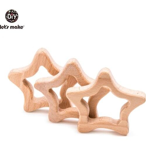 Lets Make 10pc Wooden Teether Natural Beech Wood Accessories DIY Pendant Graffiti Rodent Craft Teether Toy infant Baby Teether