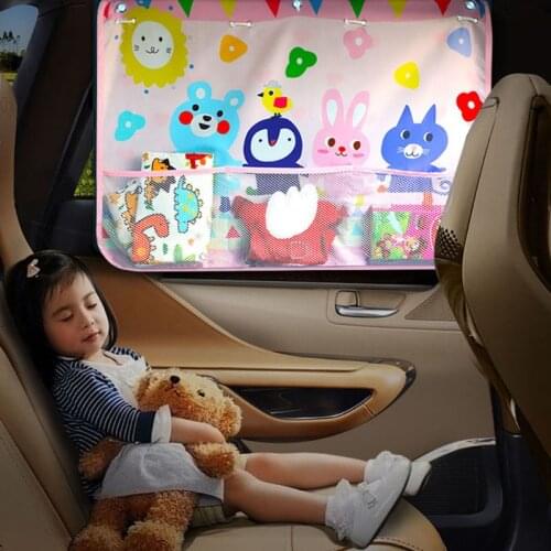 Car Sun Visors Kids Cartoon Printing Sunscreen Curtain Windshield Storage Bag