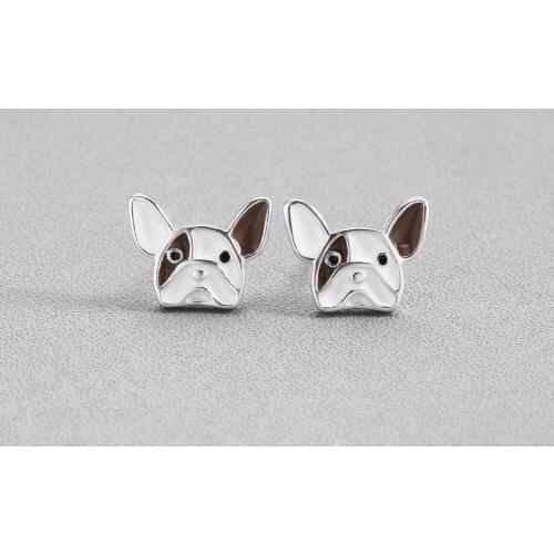 Chandler Enamel French Bulldog Earrings Animal Head Earring For Girl Small Piercing Mini Dog Pet Jewelry Girls Pendientes Bijoux