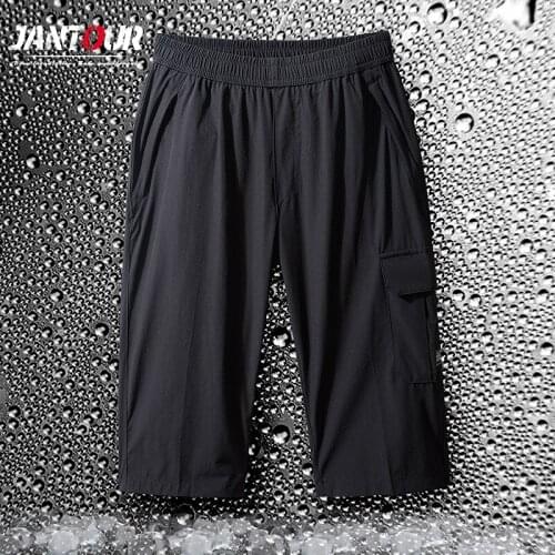 Brand Summer Thin Mens Sweatpants Mid-aged 7-minute Loose Recreational Beach Pants for Male Pure jogging Knee-length Pant L-8xl