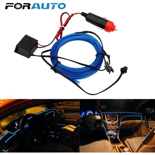 FORAUTO 2m Car Styling DIY EL Cold Line Flexible Interior Decoration Moulding Trim Strips Light For Motorcycle and Cars