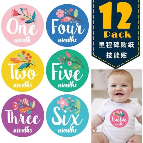 First Year Baby Monthly Milestone Photo Sharing Baby Belly Stickers Birth to 12 Months and 8 Bonus Achievement Stickers