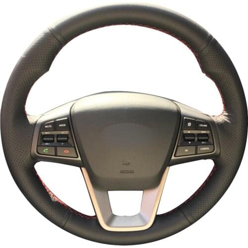 Black Synthetic Leather Car Steering Wheel Cover for Hyundai ix25 2014-2016 Creta 2016 2017
