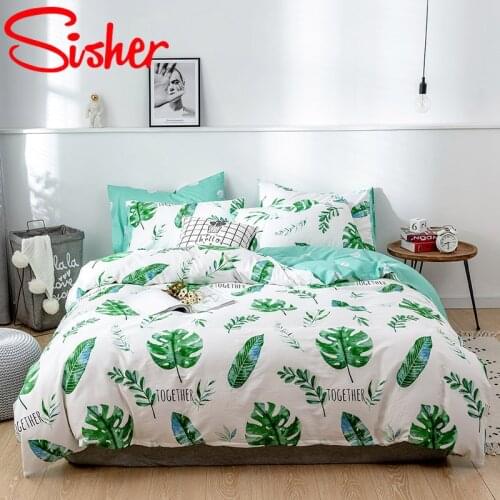 Modern Cotton Duvet Cover Sets Plant Plaid Printed Bedding Set Nordic Cartoon Bed Linen Single Queen Bedclothes Quilt Covers