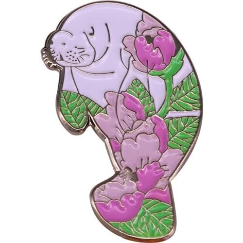 Beautiful Sea Lion Brooch Marine Animal Jewelry Floral Art Addition