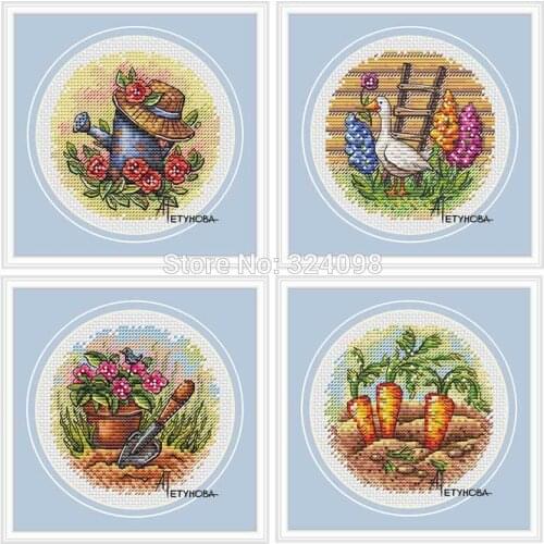 Round pastoral patterns Counted Cross Stitch 11CT 14CT 18CT DIY wholesale Chinese Cross Stitch Kits Embroidery Needlework Sets