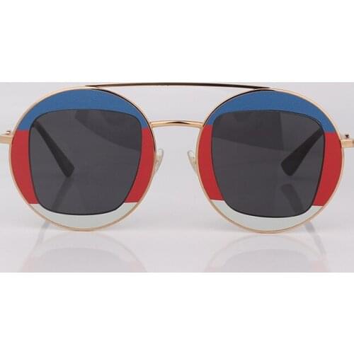 Round metal colorfull frame sunglasses women vintage style