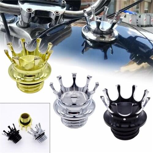 Motorcycle Gas Oil Cap Aluminum King Crown Style Tank Right-hand Clockwise Thread Vented Fuel Tank For Sportster XL 1200 883 X48