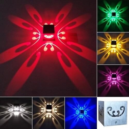 Indoor 3W LED Wall Sconce Lamp Fixture Aluminium Butterfly Light Living Room Disco KTV Bar Silver shell