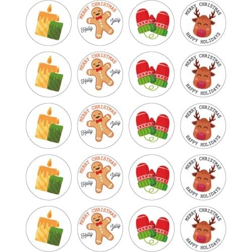 Lovely Round Adhesive Stickers On Sheet For Celebration Christmas Eve Disposable Product For Your Family And Friend Presents